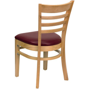 Wood Restaurant Chair - Burgundy Vinyl Seat