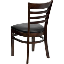 HERCULES Series Ladder Back Walnut Wood Restaurant Chair - Black Vinyl Seat