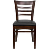 HERCULES Series Ladder Back Walnut Wood Restaurant Chair - Black Vinyl Seat