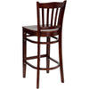 HERCULES Series Vertical Slat Back Mahogany Wood Restaurant Barstool