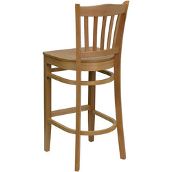 HERCULES Series Vertical Slat Back Natural Wood Restaurant Barstool