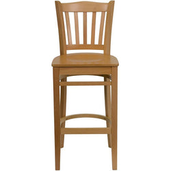 HERCULES Series Vertical Slat Back Natural Wood Restaurant Barstool