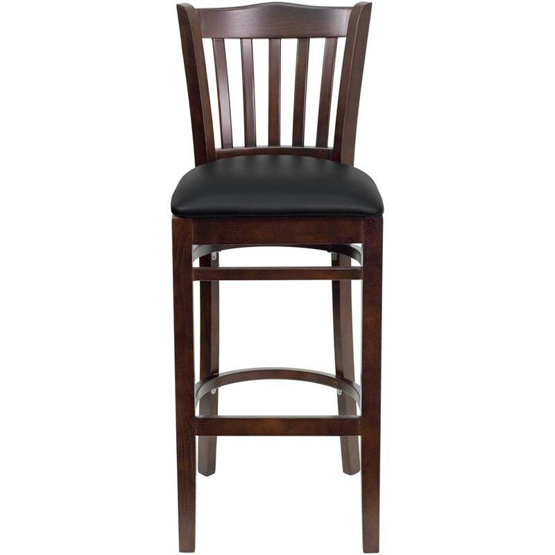 HERCULES Series Vertical Slat Back Walnut Wood Restaurant Barstool