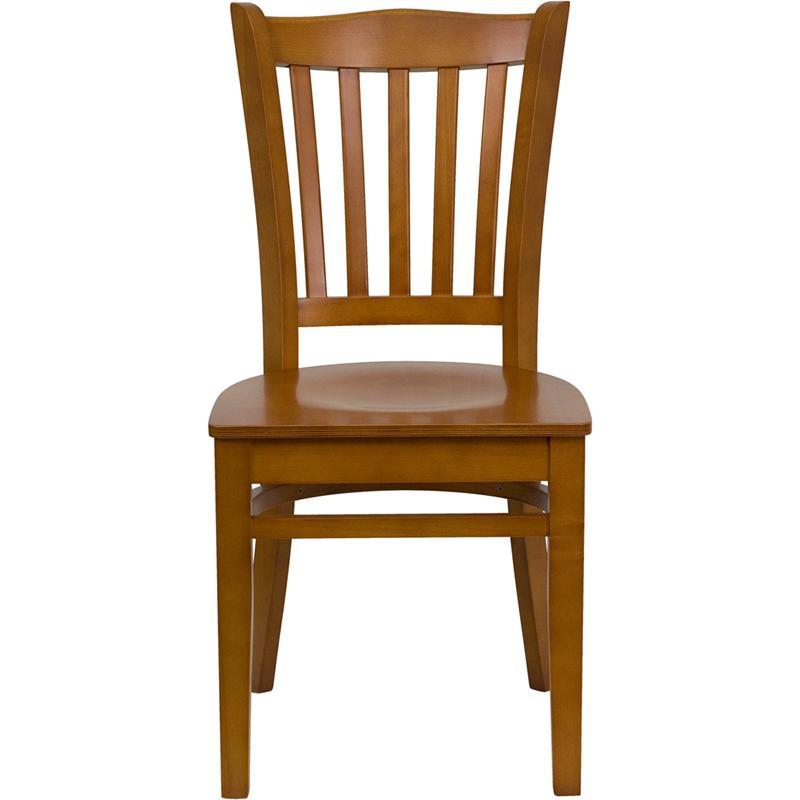 HERCULES Series Vertical Slat Back Cherry Wood Restaurant Chair
