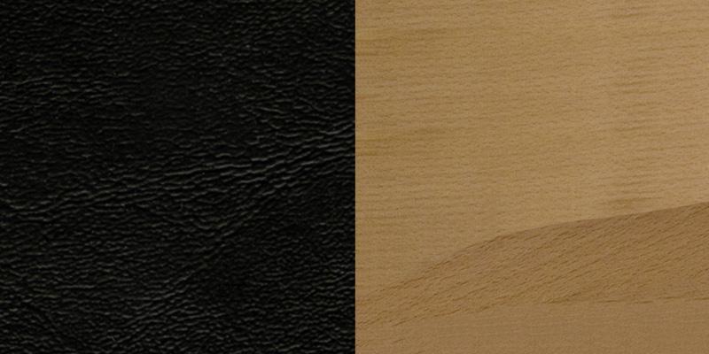 HERCULES Series Vertical Slat Back Natural Wood Restaurant Chair - Black Vinyl Seat