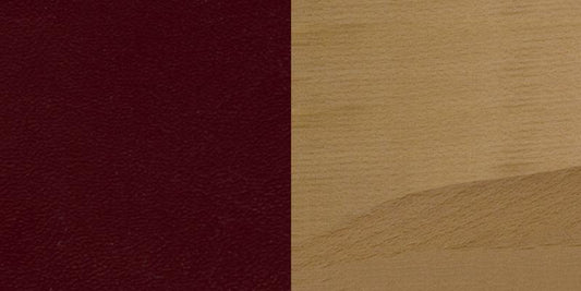 HERCULES Series Vertical Slat Back Natural Wood Restaurant Chair - Burgundy Vinyl Seat