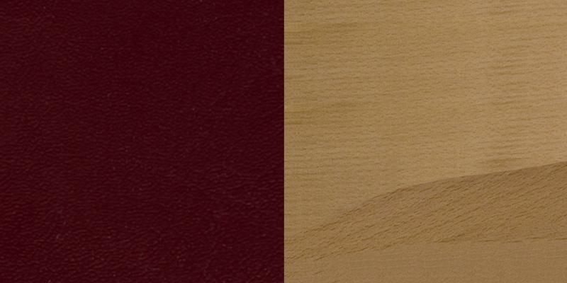 HERCULES Series Vertical Slat Back Natural Wood Restaurant Chair - Burgundy Vinyl Seat