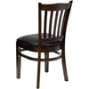 HERCULES Series Vertical Slat Back Walnut Wood Restaurant Chair - Black Vinyl Seat