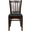 HERCULES Series Vertical Slat Back Walnut Wood Restaurant Chair - Black Vinyl Seat