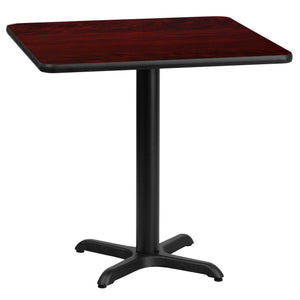 24'' Square Mahogany Laminate Table Top with 22'' x 22'' Table Height Base