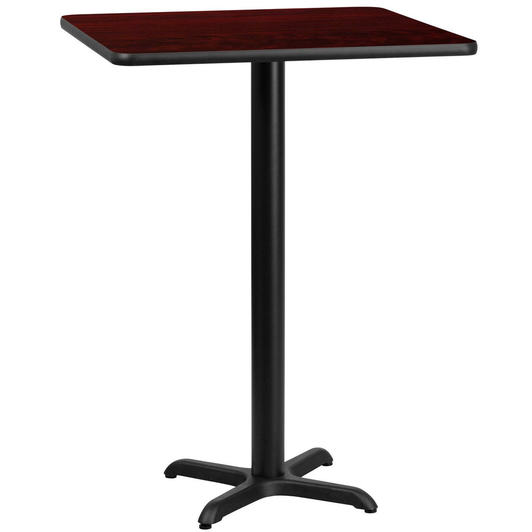 24'' Square Mahogany Laminate Table Top with 22'' x 22'' Bar Height Table Base