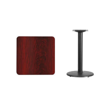 Load image into Gallery viewer, 24&#39;&#39; Square Mahogany Laminate Table Top with 18&#39;&#39; Round Table Height Base