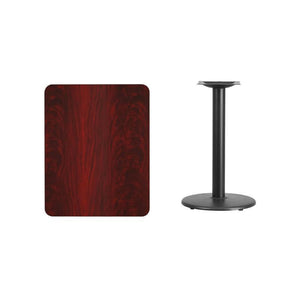 24'' x 30'' Rectangular Mahogany Laminate Table Top with 18'' Round Table Height Base