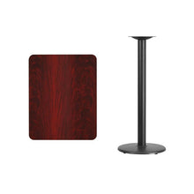 Load image into Gallery viewer, 24&#39;&#39; x 30&#39;&#39; Rectangular Mahogany Laminate Table Top with 18&#39;&#39; Round Bar Height Table Base