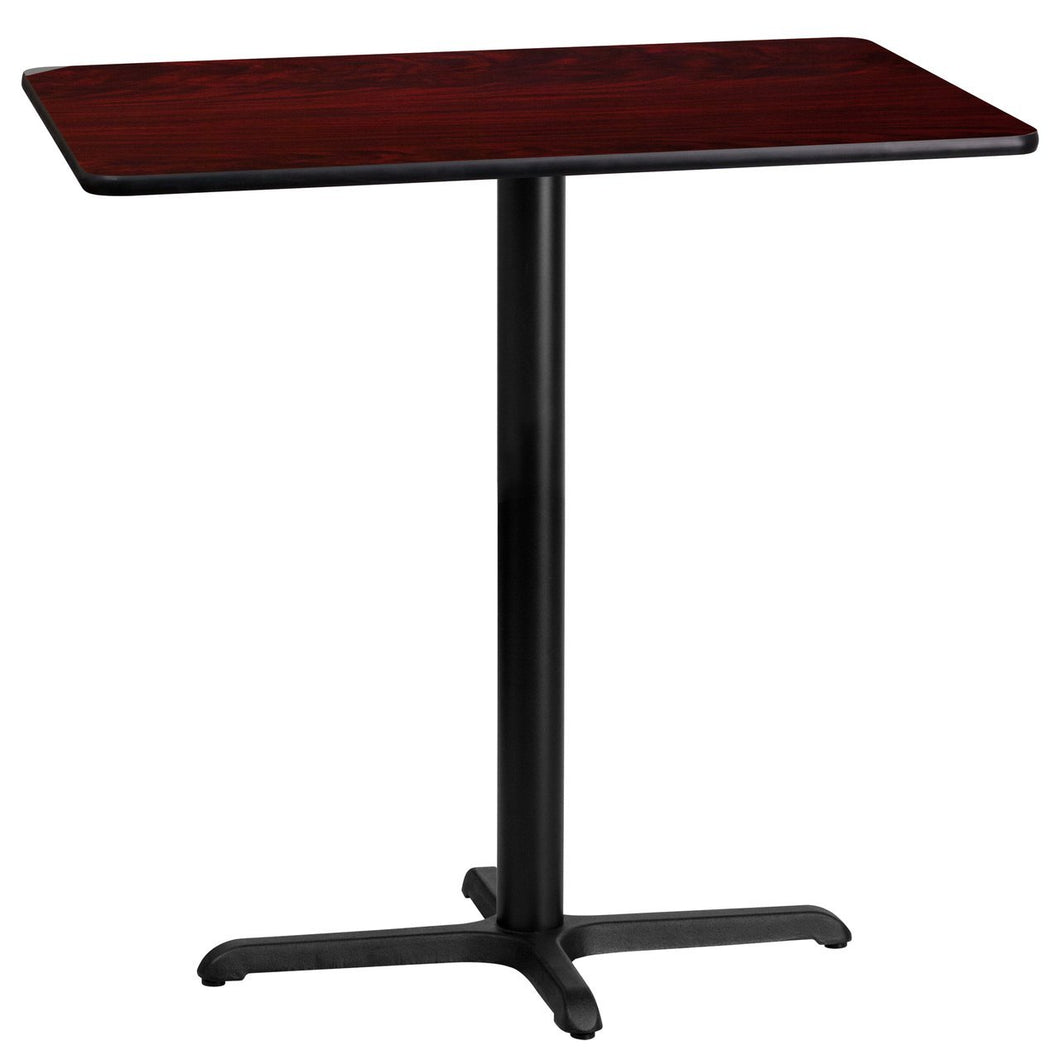 24'' x 42'' Rectangular Mahogany Laminate Table Top with 22'' x 30'' Bar Height Table Base
