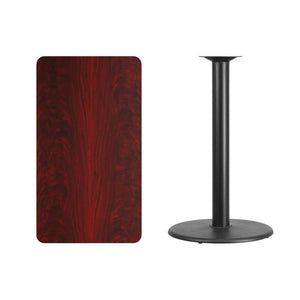 24'' x 42'' Rectangular Mahogany Laminate Table Top with 24'' Round Bar Height Table Base