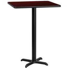 Load image into Gallery viewer, 30&#39;&#39; Square Mahogany Laminate Table Top with 22&#39;&#39; x 22&#39;&#39; Bar Height Table Base