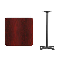 Load image into Gallery viewer, 30&#39;&#39; Square Mahogany Laminate Table Top with 22&#39;&#39; x 22&#39;&#39; Bar Height Table Base