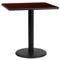 30'' Square Mahogany Laminate Table Top with 18'' Round Table Height Base