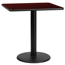 Load image into Gallery viewer, 30&#39;&#39; Square Mahogany Laminate Table Top with 18&#39;&#39; Round Table Height Base