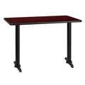 30'' x 42'' Rectangular Mahogany Laminate Table Top with 5'' x 22'' Table Height Bases