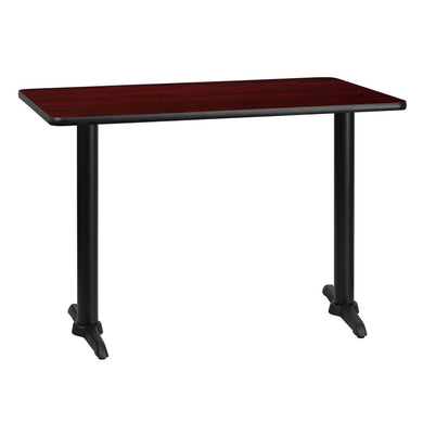 30'' x 42'' Rectangular Mahogany Laminate Table Top with 5'' x 22'' Table Height Bases