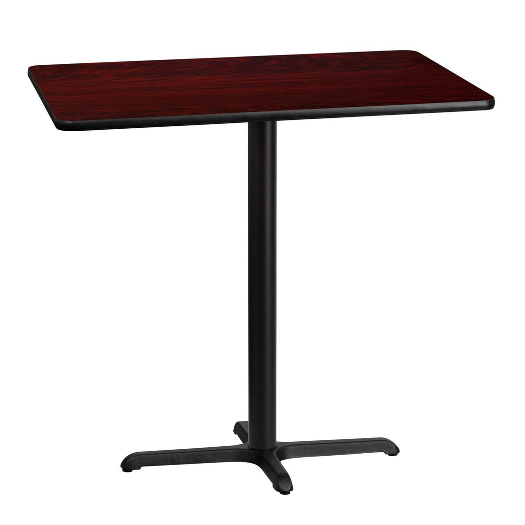 30'' x 42'' Rectangular Mahogany Laminate Table Top with 22'' x 30'' Bar Height Table Base
