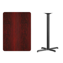 Load image into Gallery viewer, 30&#39;&#39; x 42&#39;&#39; Rectangular Mahogany Laminate Table Top with 22&#39;&#39; x 30&#39;&#39; Bar Height Table Base