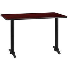 Load image into Gallery viewer, 30&#39;&#39; x 48&#39;&#39; Rectangular Mahogany Laminate Table Top with 5&#39;&#39; x 22&#39;&#39; Table Height Bases