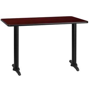 30'' x 48'' Rectangular Mahogany Laminate Table Top with 5'' x 22'' Table Height Bases