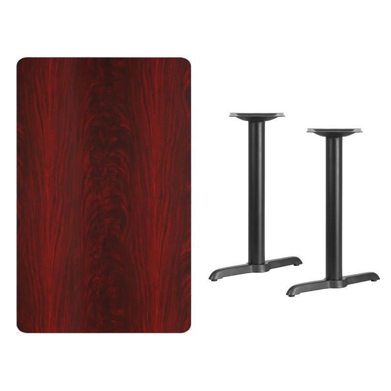 Rectangular Mahogany Laminate Table Top with 5'' x 22'' Table Height Bases