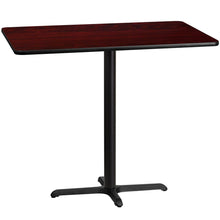 Load image into Gallery viewer, 30&#39;&#39; x 48&#39;&#39; Rectangular Mahogany Laminate Table Top with 22&#39;&#39; x 30&#39;&#39; Bar Height Table Base