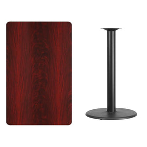 30'' x 48'' Rectangular Mahogany Laminate Table Top with 24'' Round Bar Height Table Base