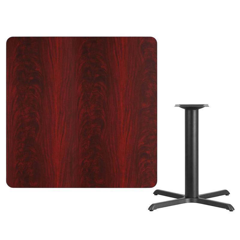 Square Mahogany Laminate Table Top with 33'' x 33'' Table Height Base