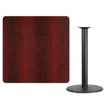 Load image into Gallery viewer, 42&#39;&#39; Square Mahogany Laminate Table Top with 24&#39;&#39; Round Bar Height Table Base