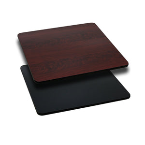 30'' Square Table Top with Black or Mahogany Reversible Laminate Top