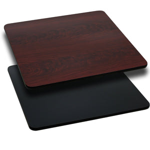 42'' Square Table Top with Black or Mahogany Reversible Laminate Top