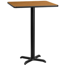 Load image into Gallery viewer, 24&#39;&#39; Square Natural Laminate Table Top with 22&#39;&#39; x 22&#39;&#39; Bar Height Table Base