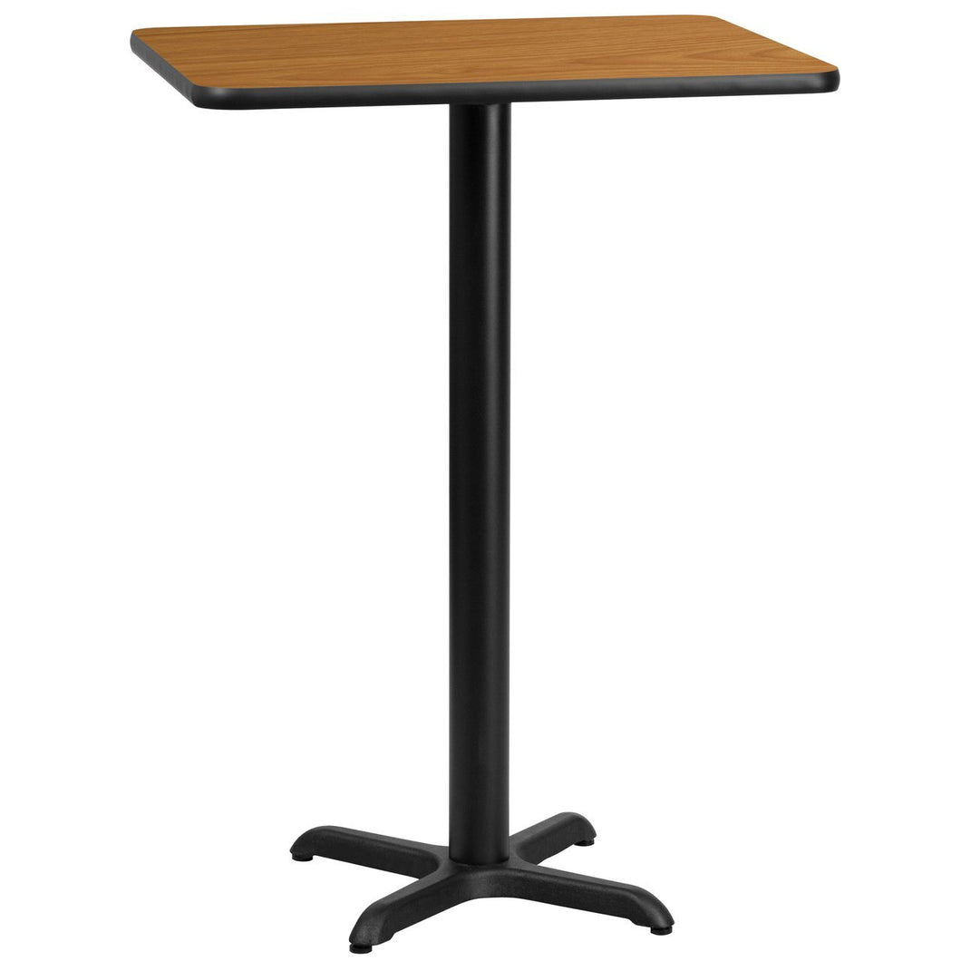 24'' x 30'' Rectangular Natural Laminate Table Top with 22'' x 22'' Bar Height Table Base