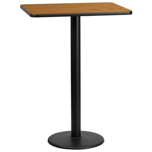 24'' x 30'' Rectangular Natural Laminate Table Top with 18'' Round Bar Height Table Base