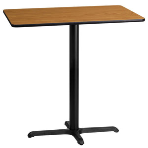 24'' x 42'' Rectangular Natural Laminate Table Top with 22'' x 30'' Bar Height Table Base