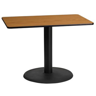 24'' x 42'' Rectangular Natural Laminate Table Top with 24'' Round Table Height Base
