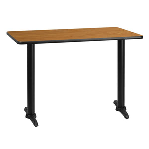 30'' x 42'' Rectangular Natural Laminate Table Top with 5'' x 22'' Table Height Bases