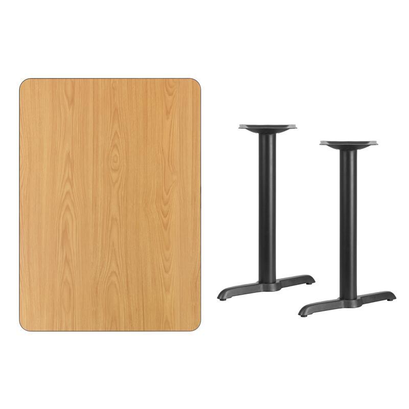 Rectangular Natural Laminate Table Top with 5'' x 22'' Table Height Bases