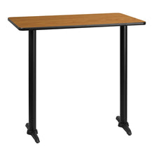 Load image into Gallery viewer, 30&#39;&#39; x 42&#39;&#39; Rectangular Natural Laminate Table Top with 5&#39;&#39; x 22&#39;&#39; Bar Height Table Bases