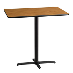 30'' x 42'' Rectangular Natural Laminate Table Top with 22'' x 30'' Bar Height Table Base