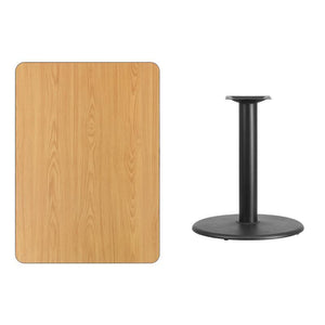 30'' x 42'' Rectangular Natural Laminate Table Top with 24'' Round Table Height Base