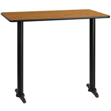 Load image into Gallery viewer, 30&#39;&#39; x 48&#39;&#39; Rectangular Natural Laminate Table Top with 5&#39;&#39; x 22&#39;&#39; Bar Height Table Bases