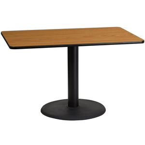 30'' x 48'' Rectangular Natural Laminate Table Top with 24'' Round Table Height Base