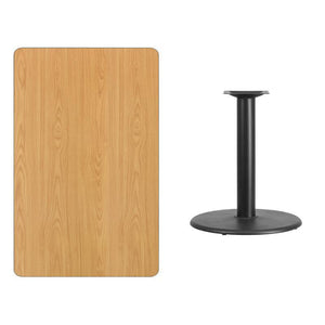 30'' x 48'' Rectangular Natural Laminate Table Top with 24'' Round Table Height Base